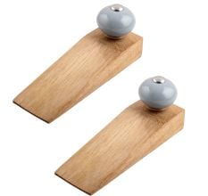 2 Pieces Light Grey Round Ceramic Wooden Door Stopper